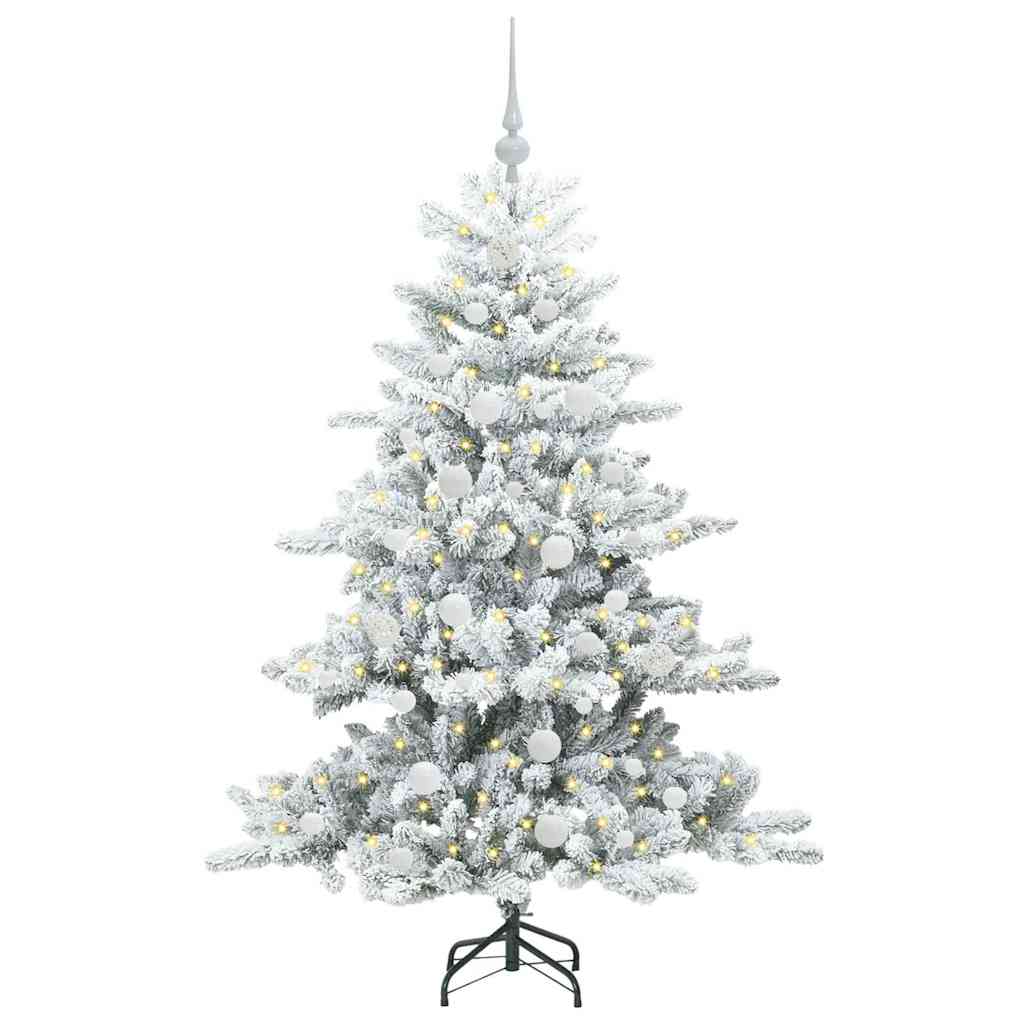 Kunstig sammensatt juletre med 150 LED Hvit 150 cm PVC og stål