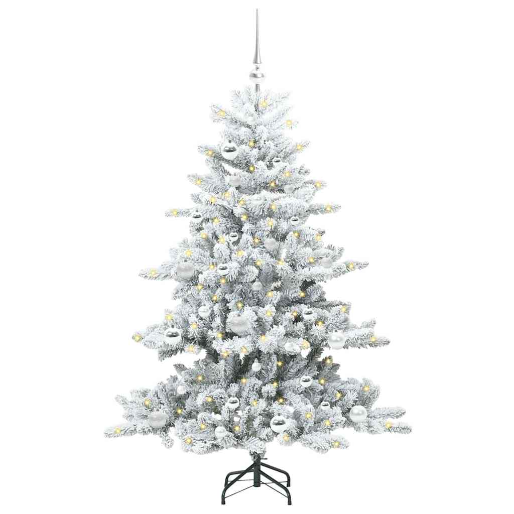 Kunstig sammensatt juletre med 150 LED Hvit 150 cm PVC og stål