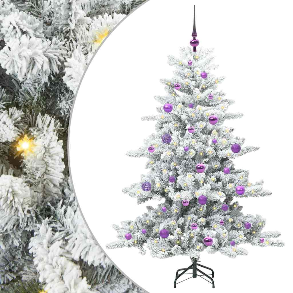 Kunstig sammensatt juletre med 150 LED Hvit 150 cm PVC og stål