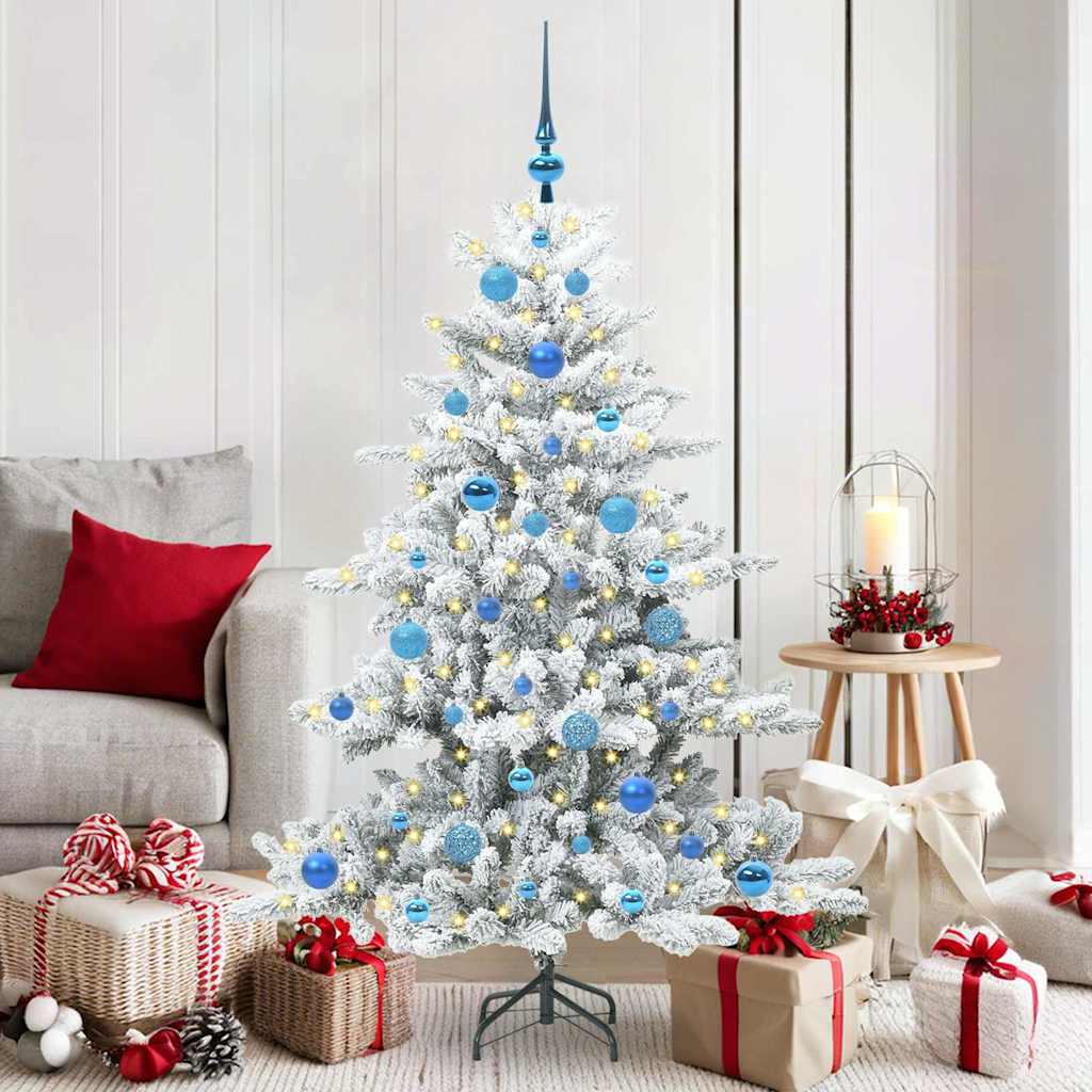 Kunstig sammensatt juletre med 150 LED Hvit 150 cm PVC og stål