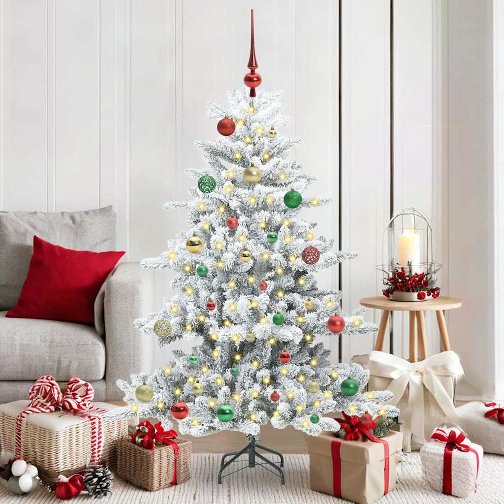 Kunstig sammensatt juletre med 150 LED Hvit 150 cm PVC og stål