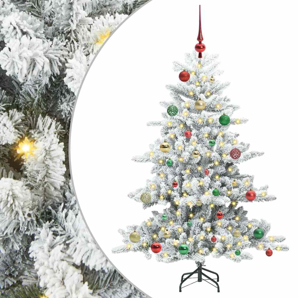 Kunstig sammensatt juletre med 150 LED Hvit 150 cm PVC og stål