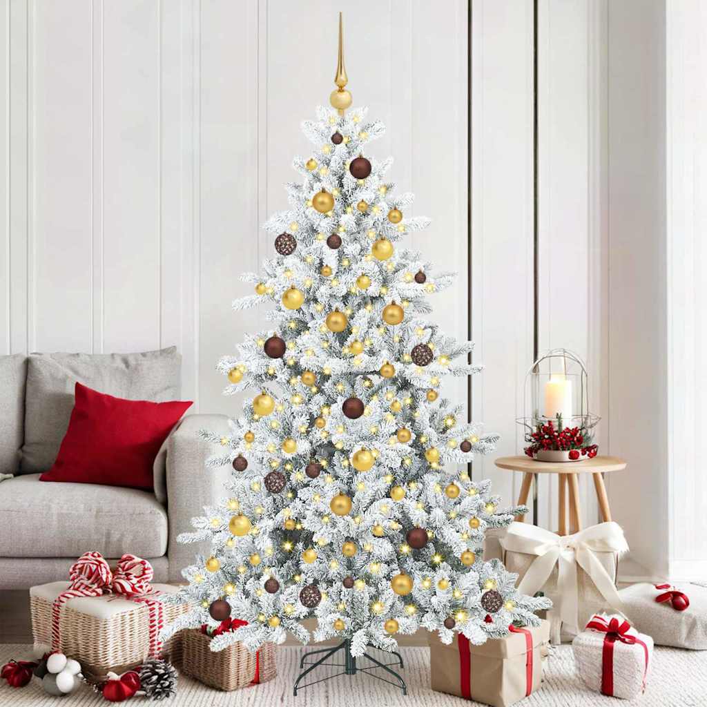Kunstig sammensatt juletre med 300 LED Hvit 180 cm PVC og stål