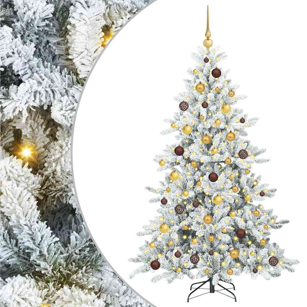 Kunstig sammensatt juletre med 300 LED Hvit 180 cm PVC og stål