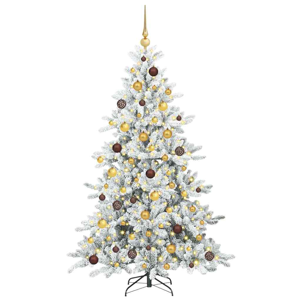 Kunstig sammensatt juletre med 300 LED Hvit 180 cm PVC og stål