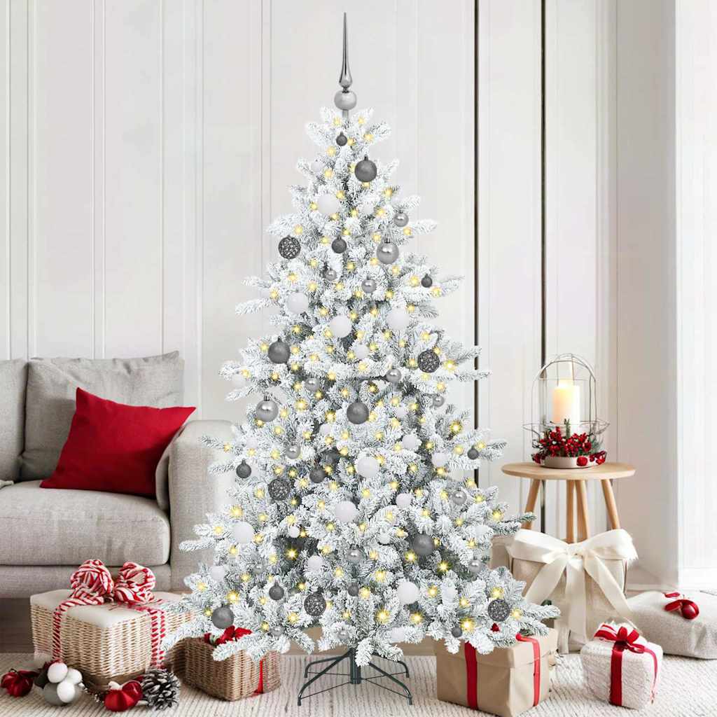 Kunstig sammensatt juletre med 300 LED Hvit 180 cm PVC og stål
