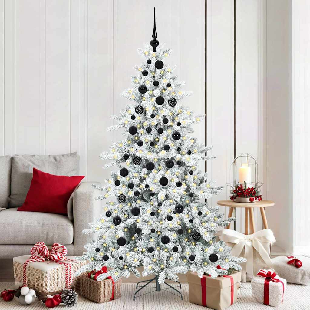 Kunstig sammensatt juletre med 300 LED Hvit 180 cm PVC og stål