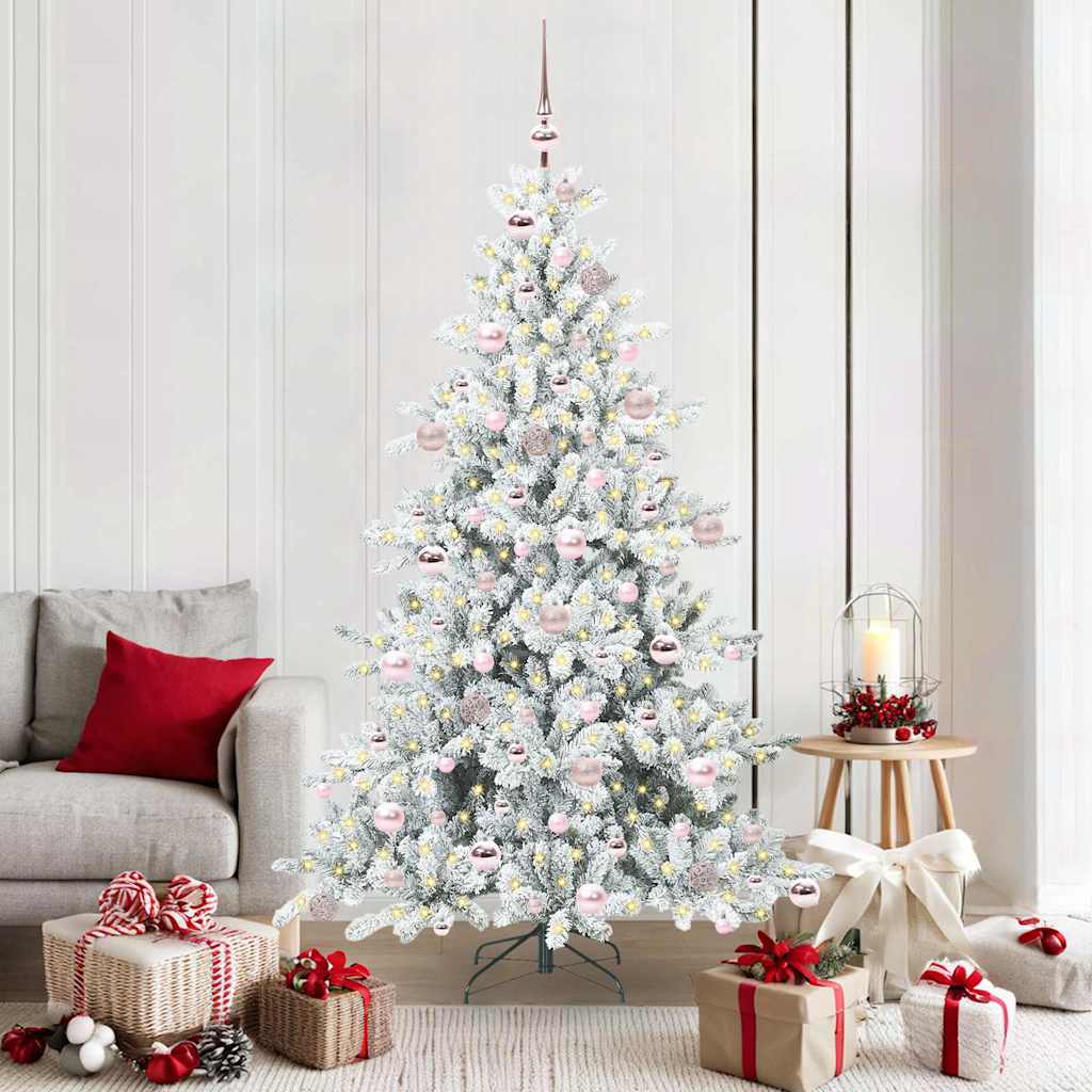 Kunstig sammensatt juletre med 300 LED Hvit 180 cm PVC og stål