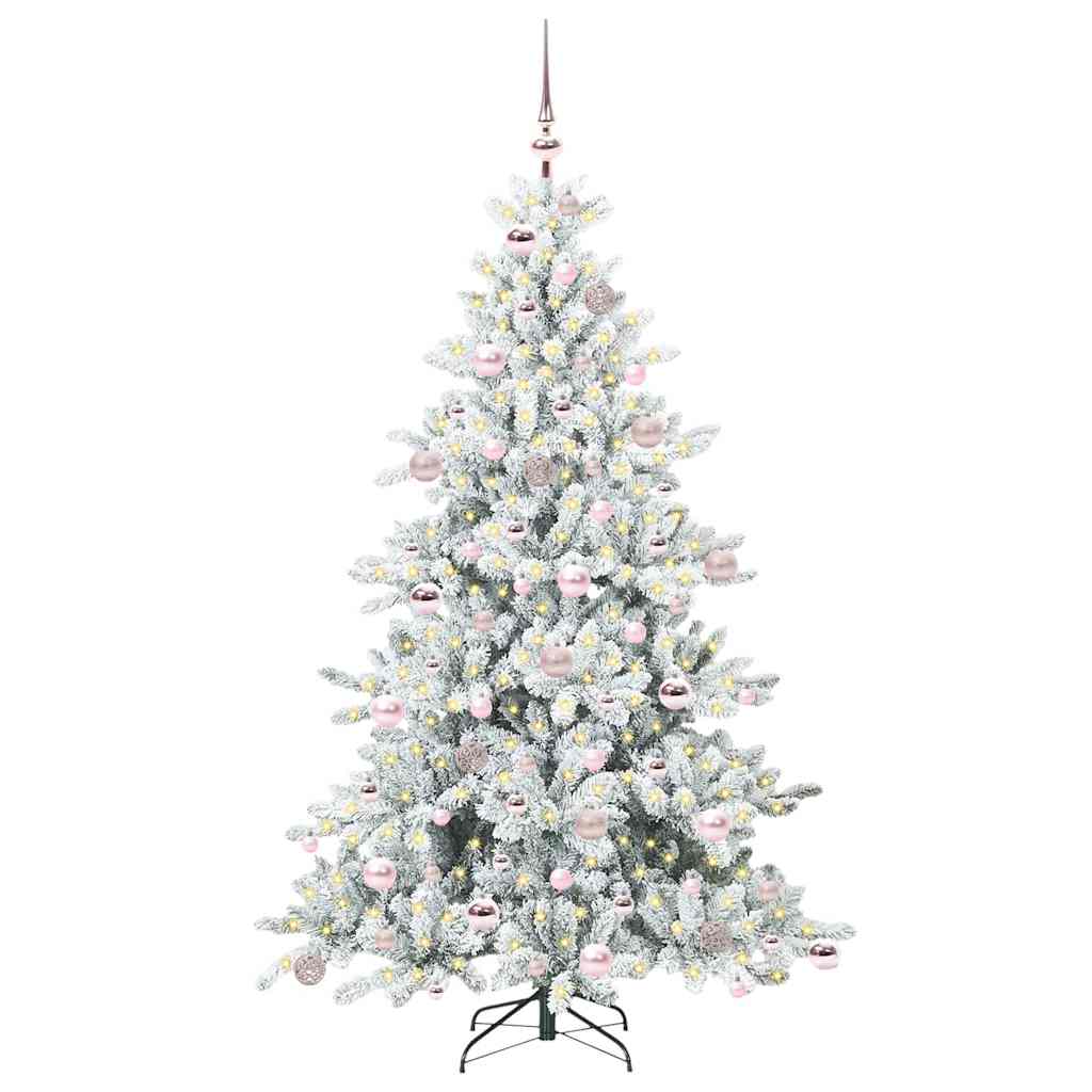 Kunstig sammensatt juletre med 300 LED Hvit 180 cm PVC og stål