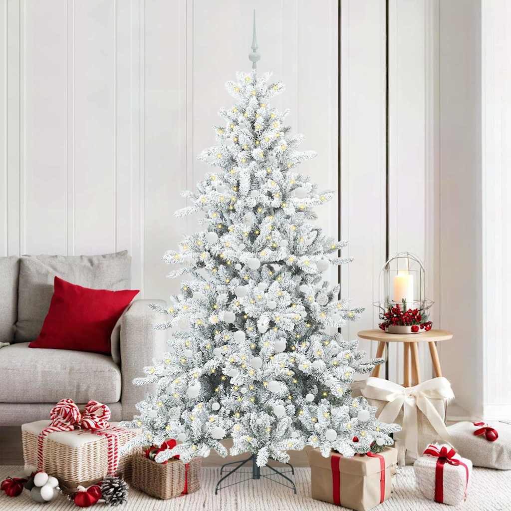 Kunstig sammensatt juletre med 300 LED Hvit 180 cm PVC og stål