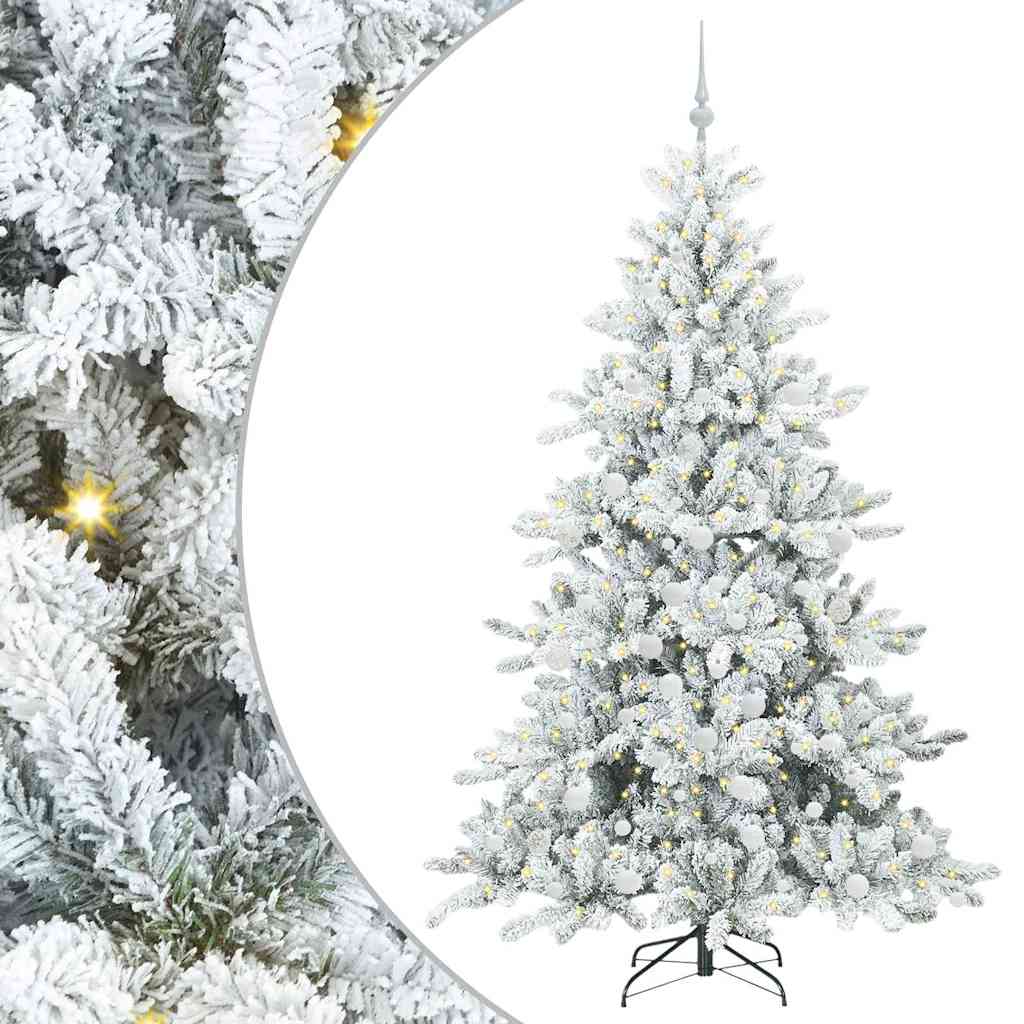Kunstig sammensatt juletre med 300 LED Hvit 180 cm PVC og stål