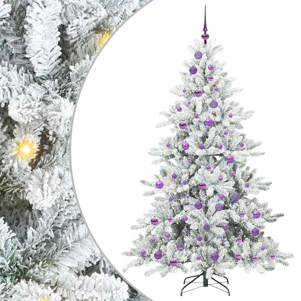 Kunstig sammensatt juletre med 300 LED Hvit 180 cm PVC og stål