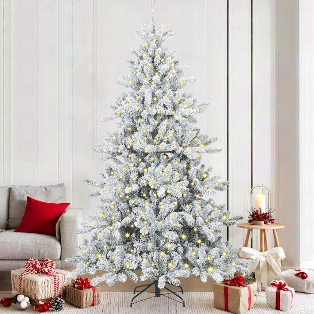 Kunstig sammensatt juletre med 300 LED Hvit 210 cm PVC og stål