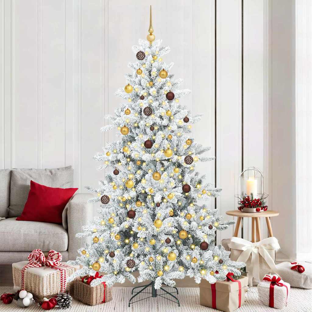 Kunstig sammensatt juletre med 300 LED Hvit 210 cm PVC og stål