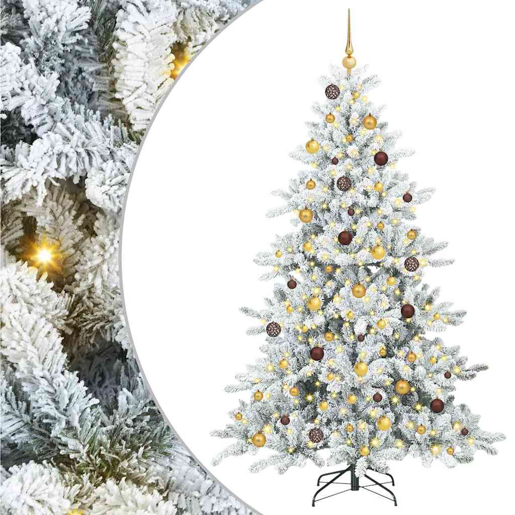 Kunstig sammensatt juletre med 300 LED Hvit 210 cm PVC og stål