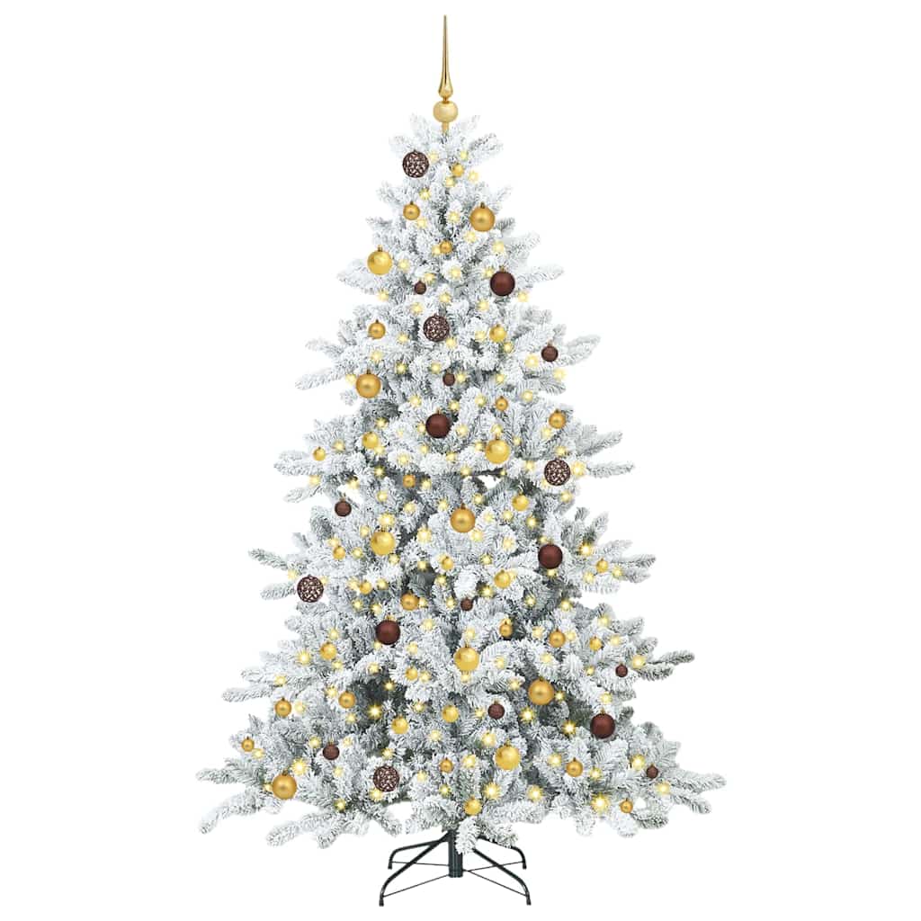 Kunstig sammensatt juletre med 300 LED Hvit 210 cm PVC og stål