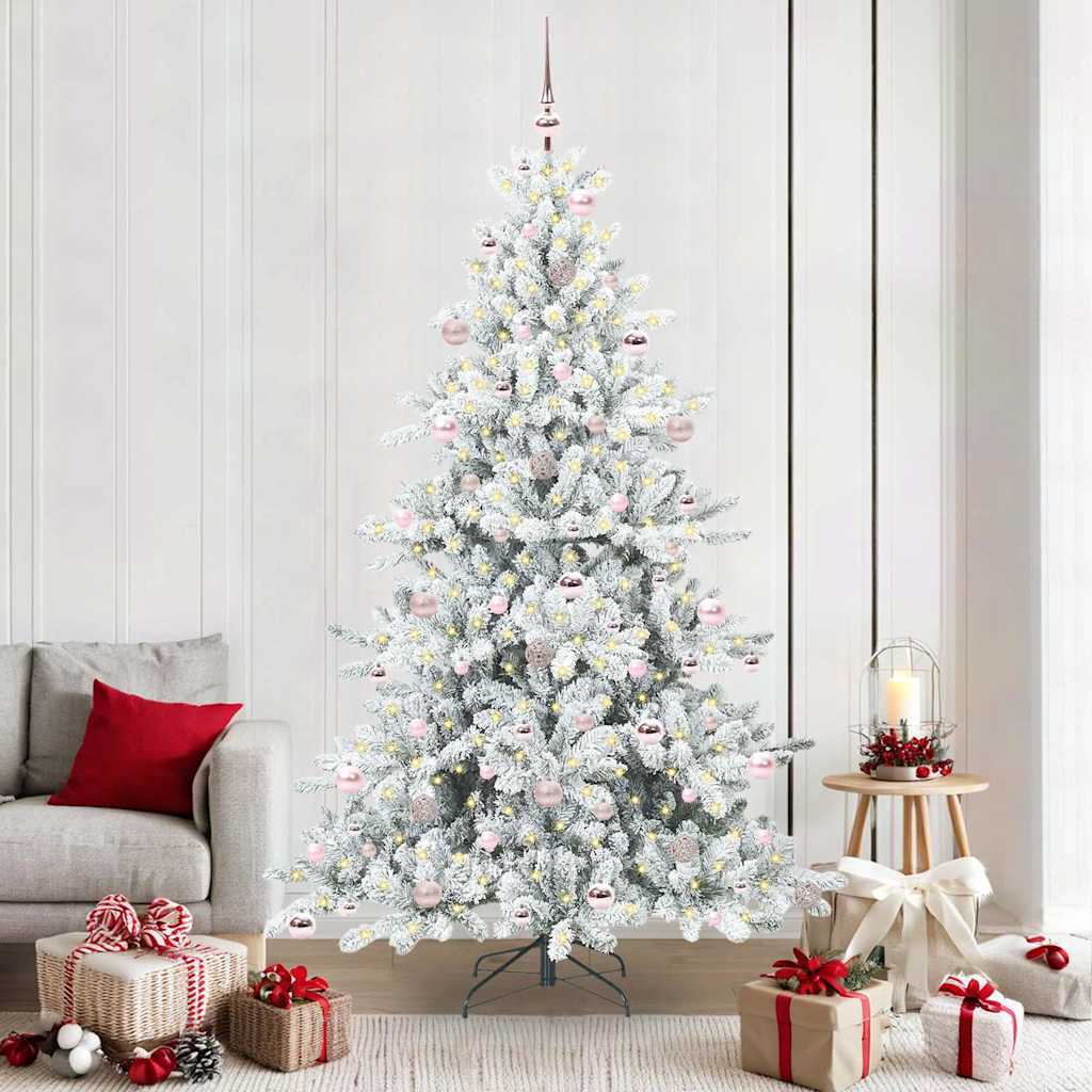 Kunstig sammensatt juletre med 300 LED Hvit 210 cm PVC og stål