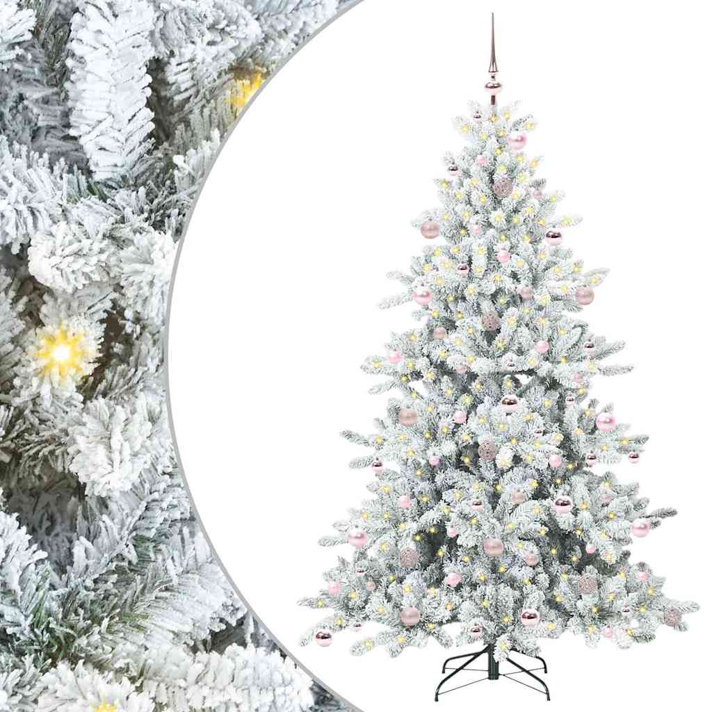 Kunstig sammensatt juletre med 300 LED Hvit 210 cm PVC og stål