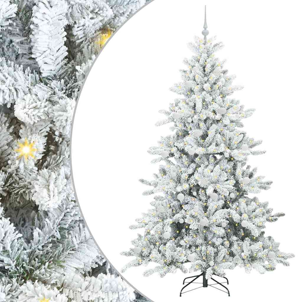 Kunstig sammensatt juletre med 300 LED Hvit 210 cm PVC og stål