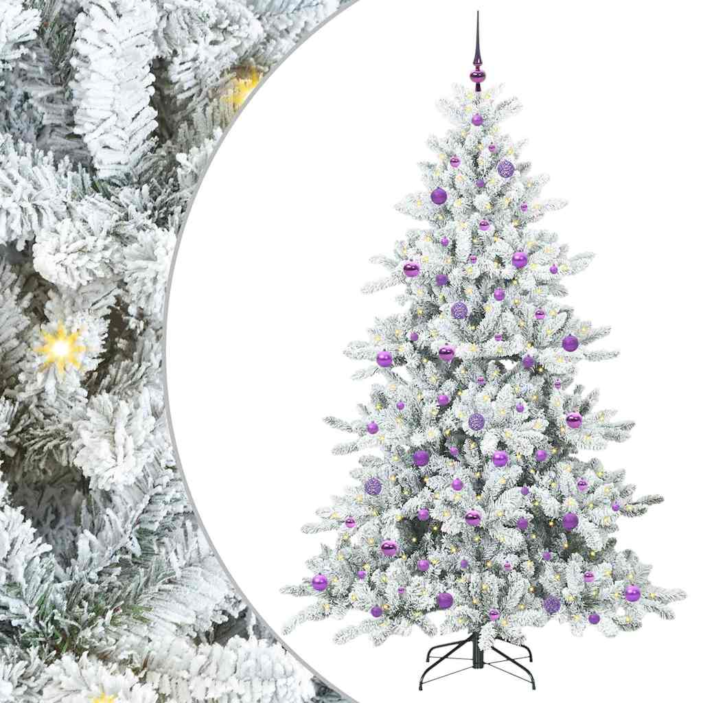 Kunstig sammensatt juletre med 300 LED Hvit 210 cm PVC og stål