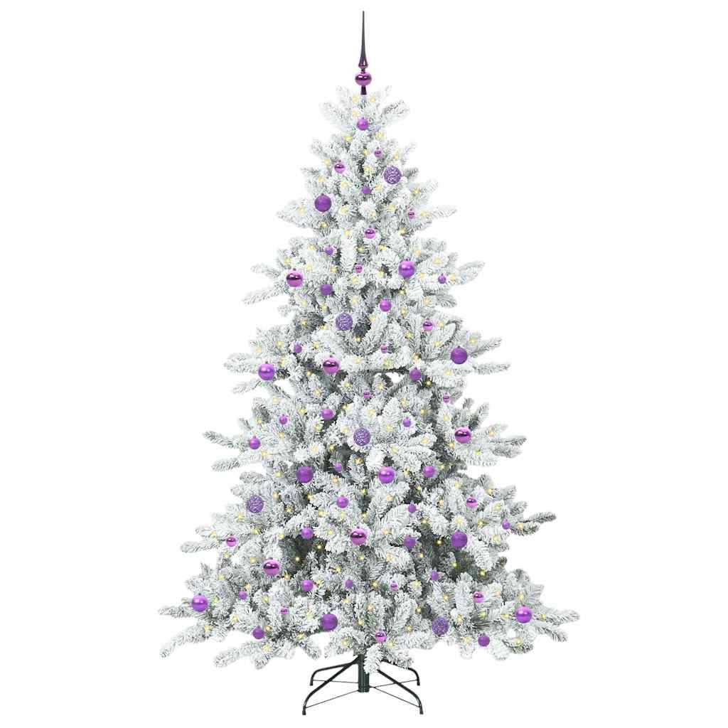 Kunstig sammensatt juletre med 300 LED Hvit 210 cm PVC og stål