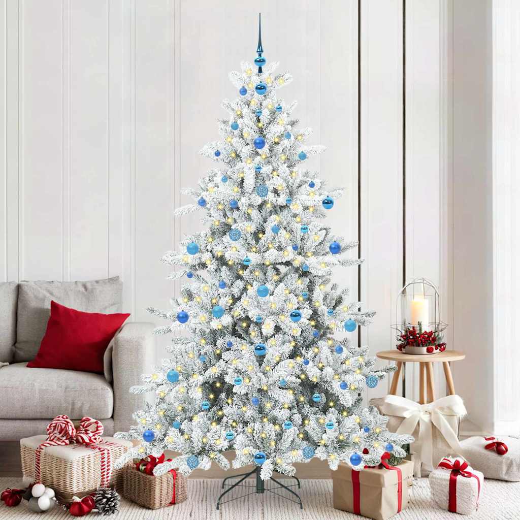 Kunstig sammensatt juletre med 300 LED Hvit 210 cm PVC og stål