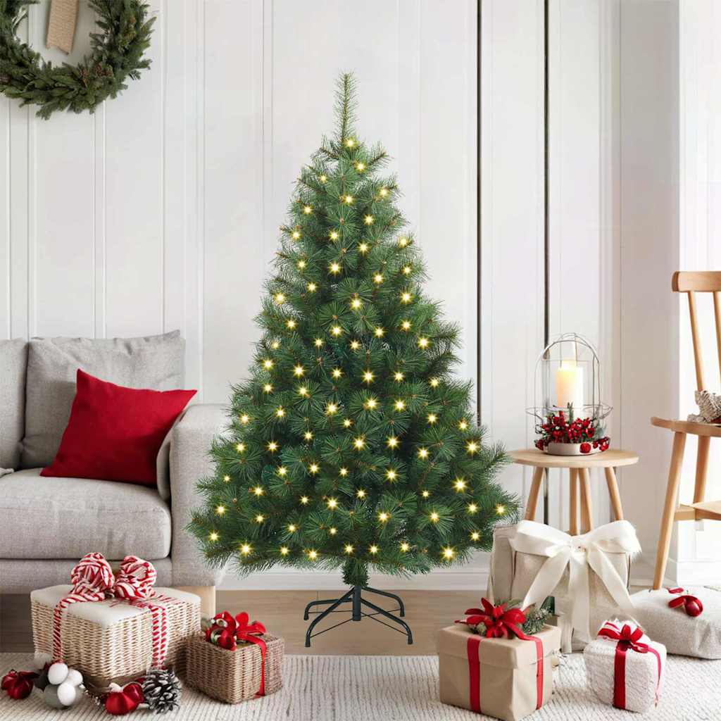 Kunstig juletre med 150 LED med stativ grønn 120 cm PE og PVC