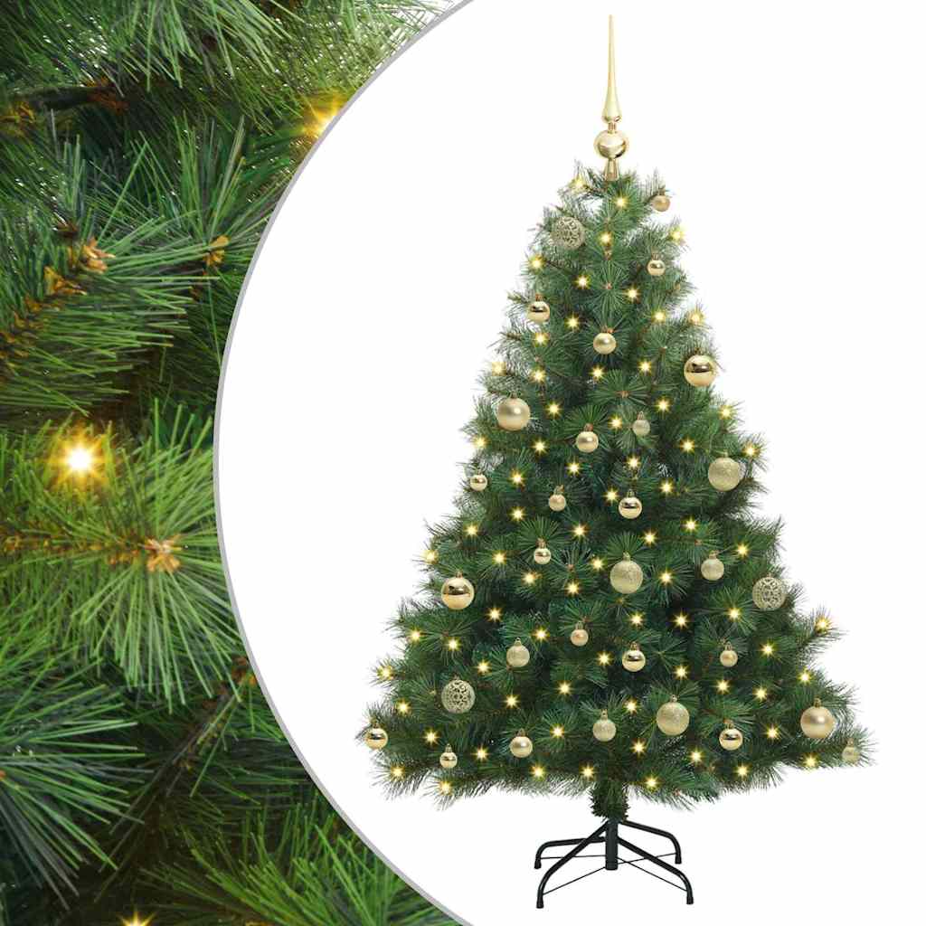 Kunstig juletre med 150 LED med stativ grønn 120 cm PE og PVC