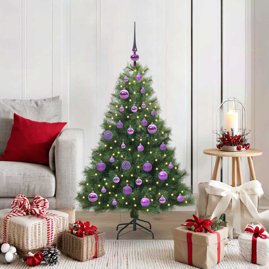 Kunstig juletre med 150 LED med stativ grønn 120 cm PE og PVC