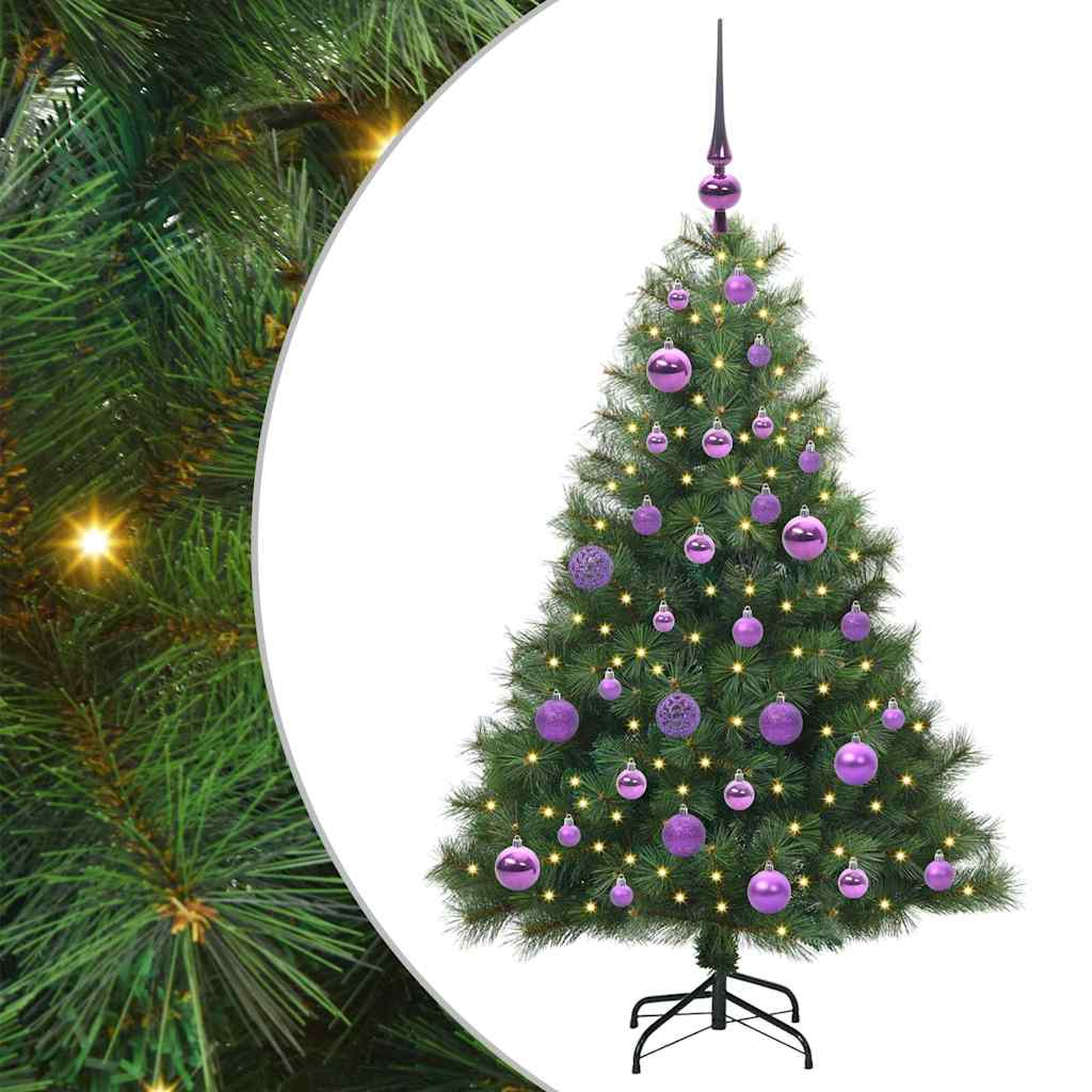 Kunstig juletre med 150 LED med stativ grønn 120 cm PE og PVC