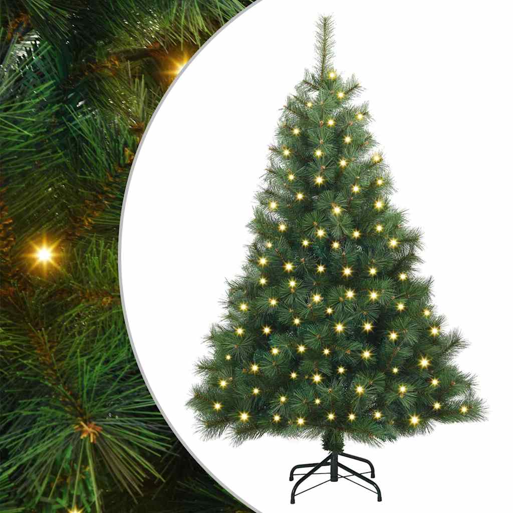 Kunstig juletre med 150 LED med stativ grønn 150 cm PE og PVC