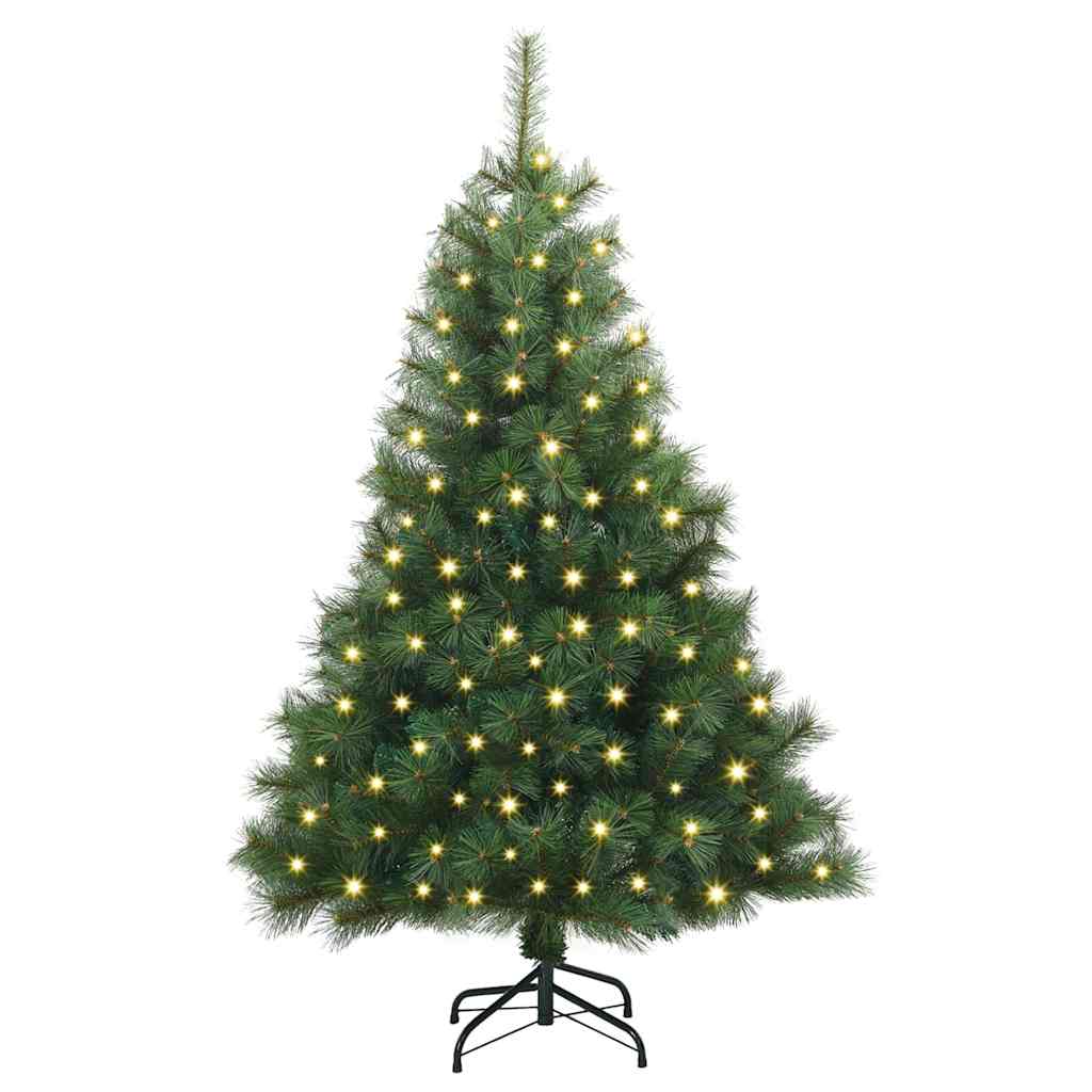 Kunstig juletre med 150 LED med stativ grønn 150 cm PE og PVC