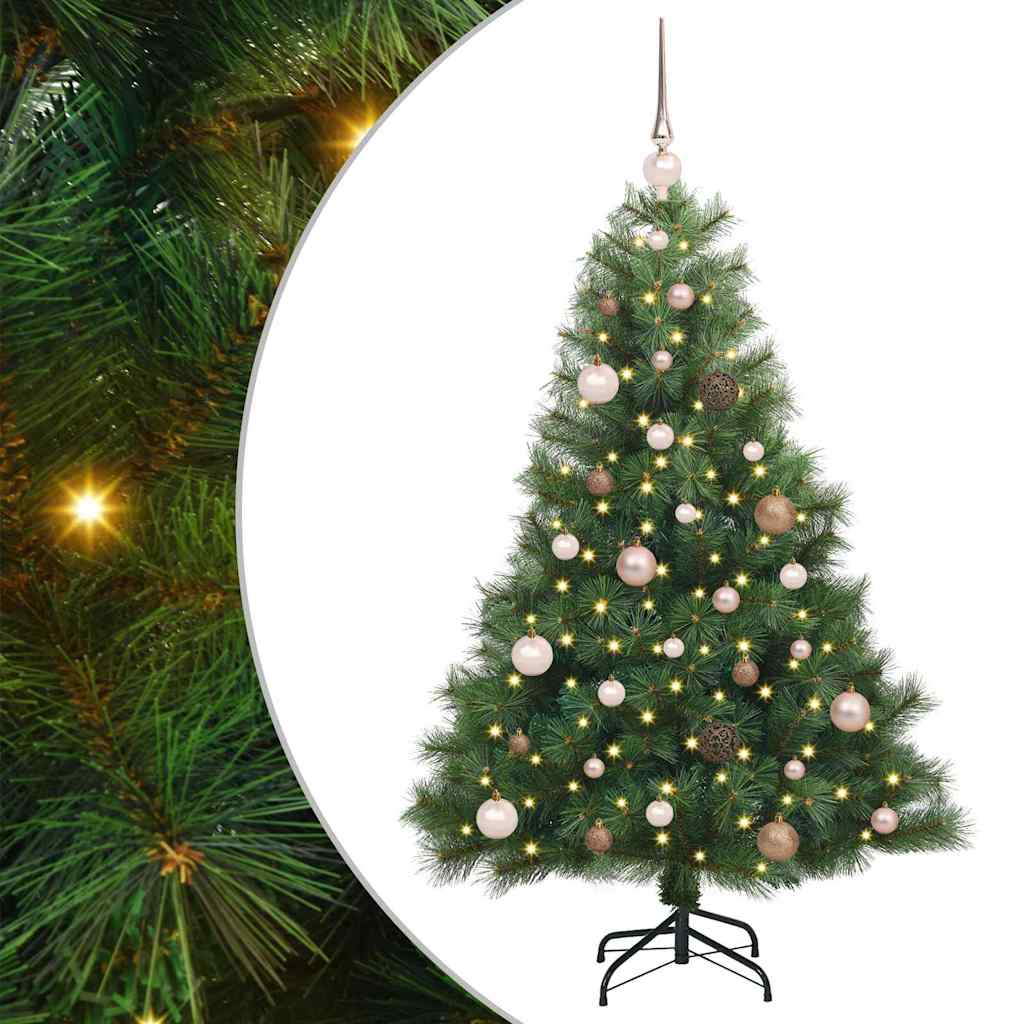 Kunstig juletre med 150 LED med stativ grønn 150 cm PE og PVC