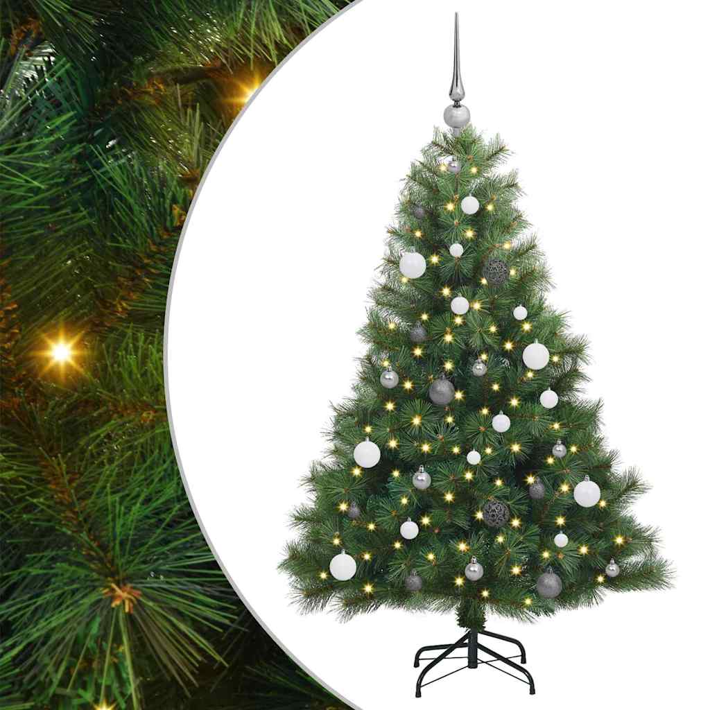 Kunstig juletre med 150 LED med stativ grønn 150 cm PE og PVC
