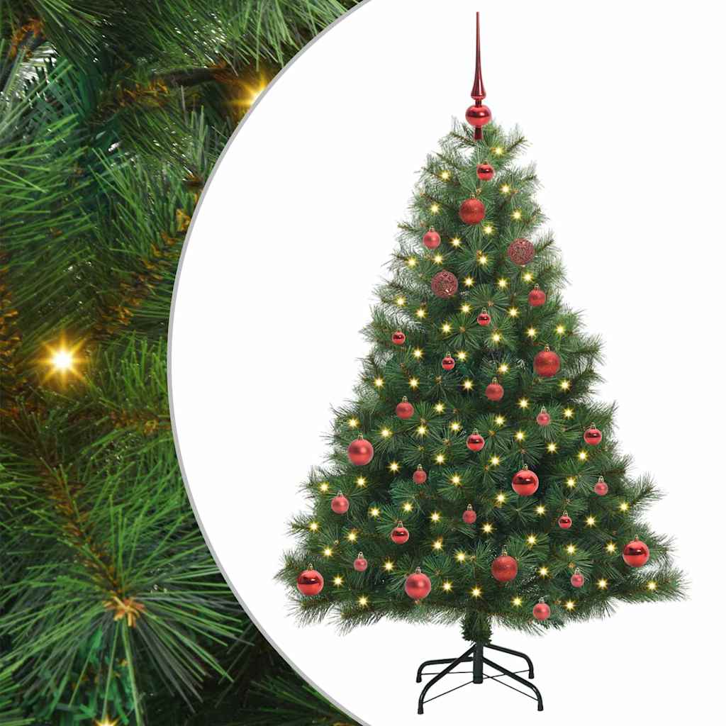 Kunstig juletre med 150 LED med stativ grønn 150 cm PE og PVC