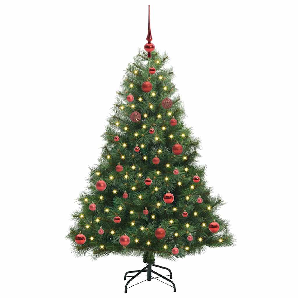 Kunstig juletre med 150 LED med stativ grønn 150 cm PE og PVC