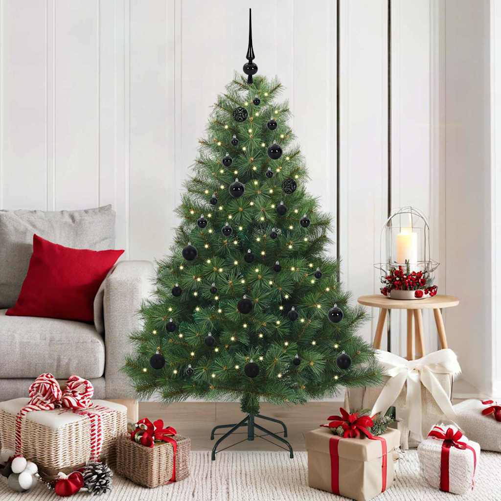 Kunstig juletre med 150 LED med stativ grønn 150 cm PE og PVC