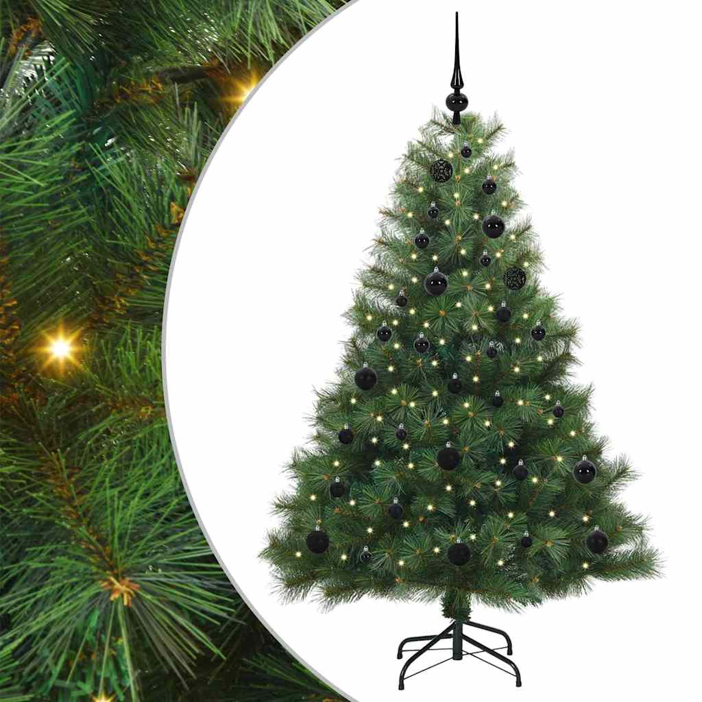 Kunstig juletre med 150 LED med stativ grønn 150 cm PE og PVC