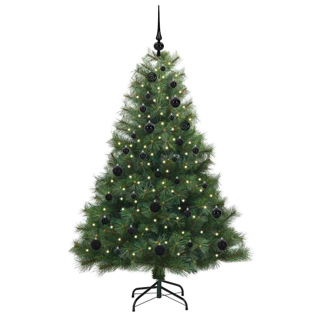 Kunstig juletre med 150 LED med stativ grønn 150 cm PE og PVC