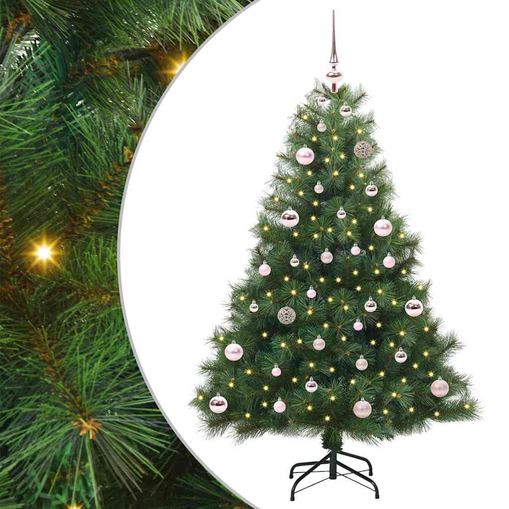 Kunstig juletre med 150 LED med stativ grønn 150 cm PE og PVC