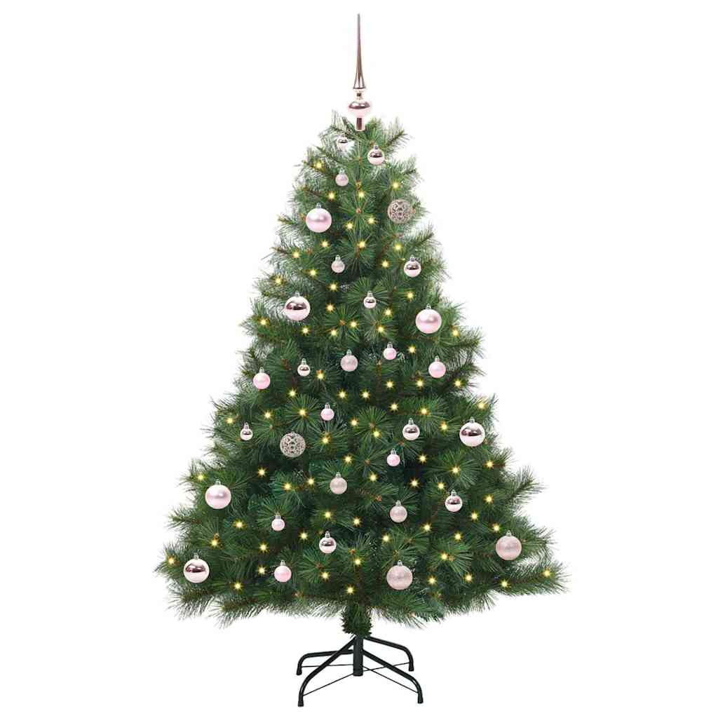 Kunstig juletre med 150 LED med stativ grønn 150 cm PE og PVC