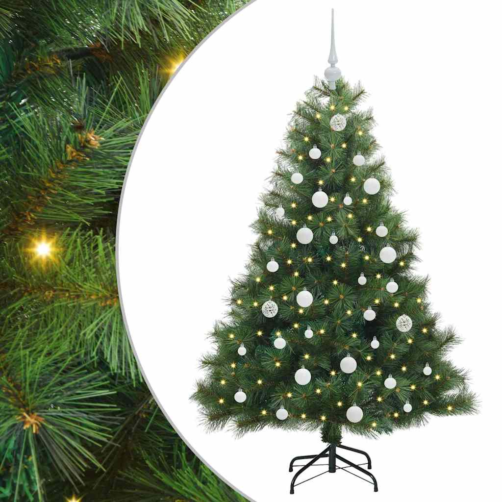Kunstig juletre med 150 LED med stativ grønn 150 cm PE og PVC