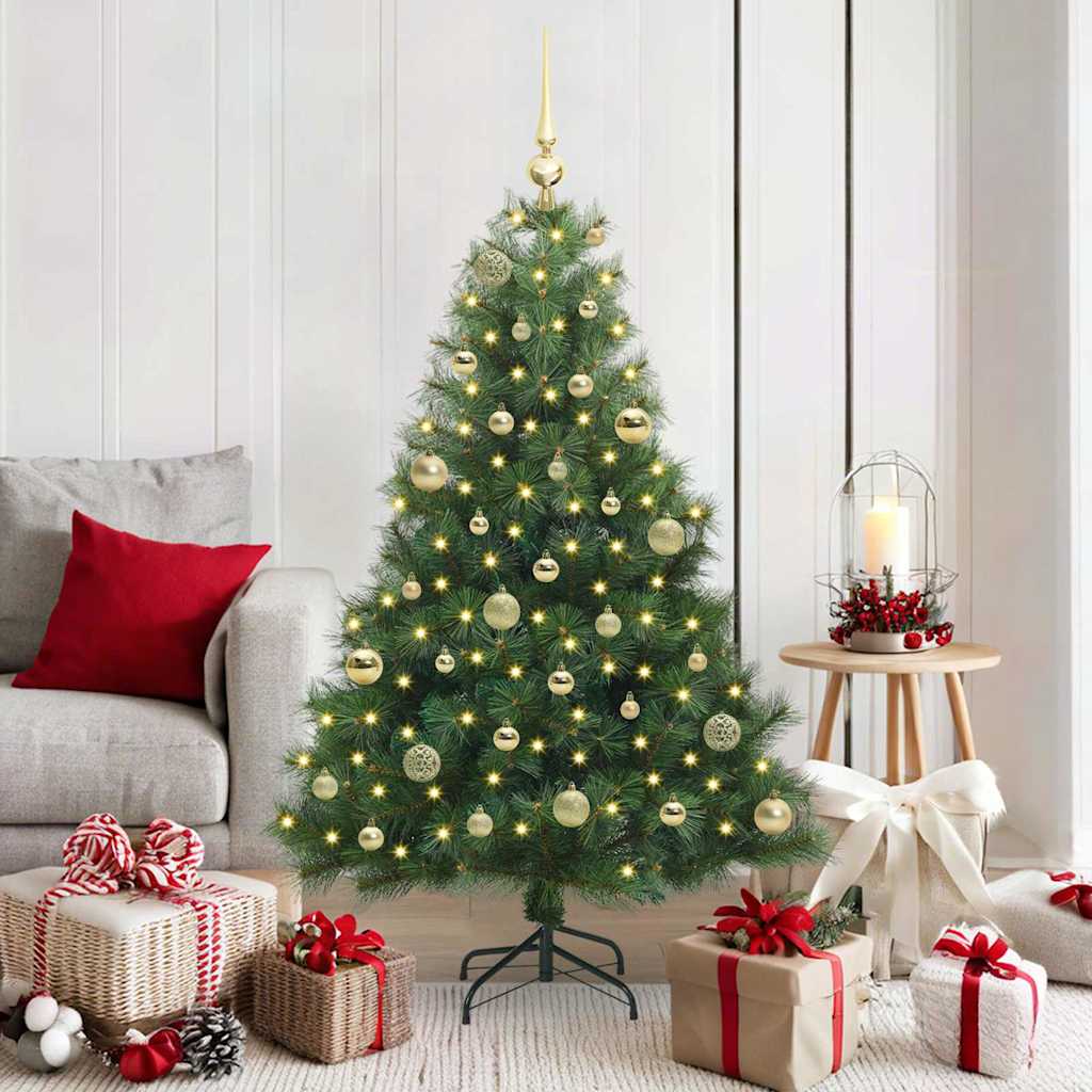 Kunstig juletre med 150 LED med stativ grønn 150 cm PE og PVC