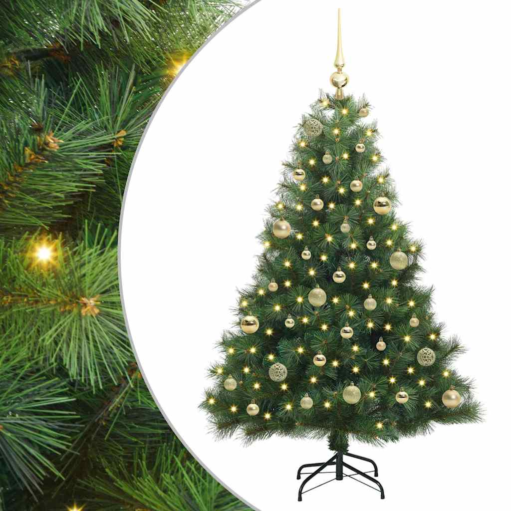 Kunstig juletre med 150 LED med stativ grønn 150 cm PE og PVC