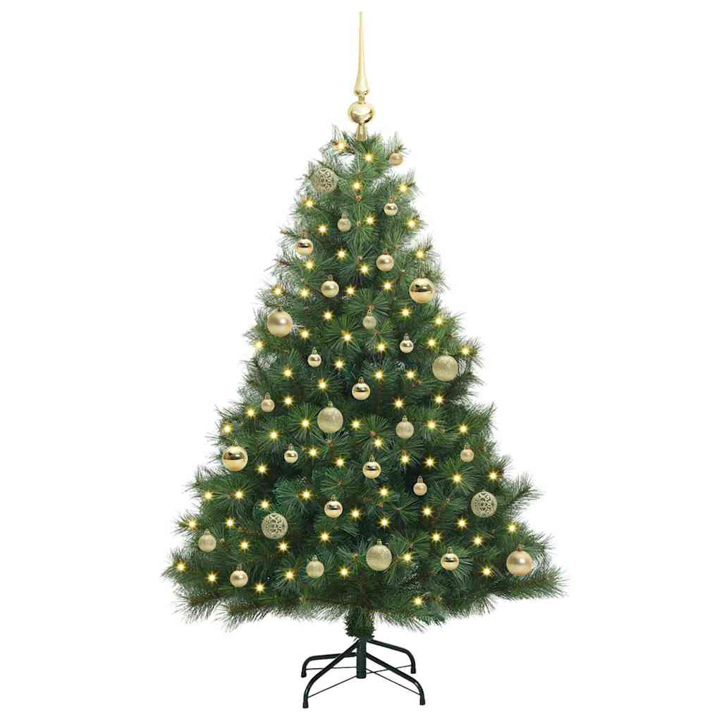 Kunstig juletre med 150 LED med stativ grønn 150 cm PE og PVC