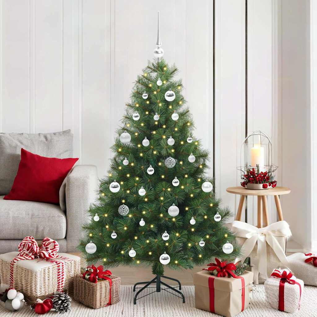 Kunstig juletre med 150 LED med stativ grønn 150 cm PE og PVC