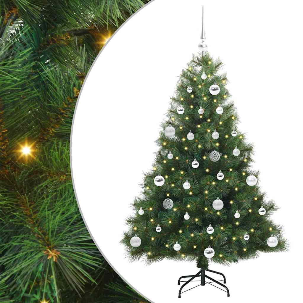 Kunstig juletre med 150 LED med stativ grønn 150 cm PE og PVC