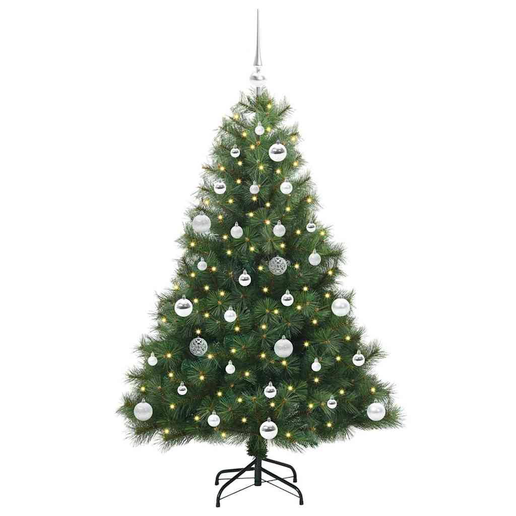 Kunstig juletre med 150 LED med stativ grønn 150 cm PE og PVC