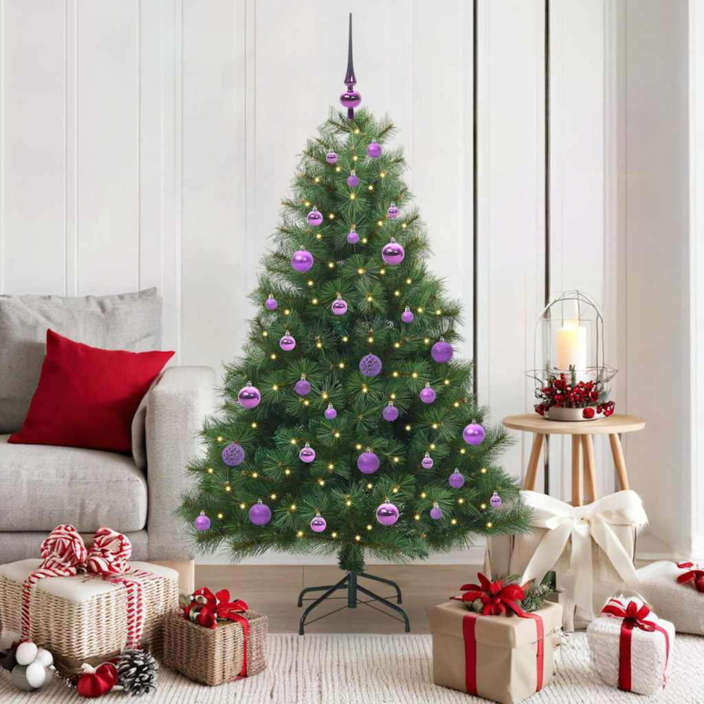 Kunstig juletre med 150 LED med stativ grønn 150 cm PE og PVC