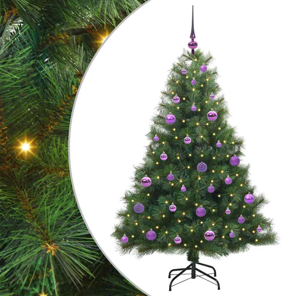 Kunstig juletre med 150 LED med stativ grønn 150 cm PE og PVC
